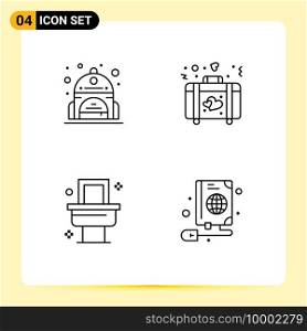 4 Creative Icons Modern Signs and Symbols of school, room, briefcase, wedding, book Editable Vector Design Elements