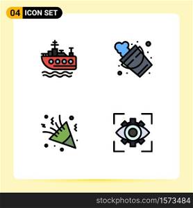 4 Creative Icons Modern Signs and Symbols of ship, party, bucket, tool, holiday Editable Vector Design Elements