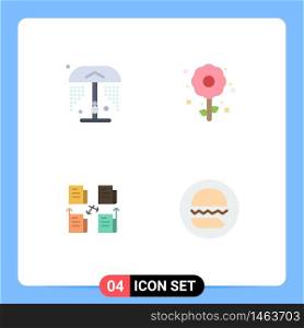 4 Creative Icons Modern Signs and Symbols of shower, folder, flower, holiday, privacy Editable Vector Design Elements