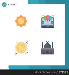 4 Creative Icons Modern Signs and Symbols of sun, sun, balloon, party, weather Editable Vector Design Elements