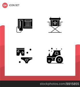 4 Creative Icons Modern Signs and Symbols of telephoe, shats, hardware, movies, night Editable Vector Design Elements
