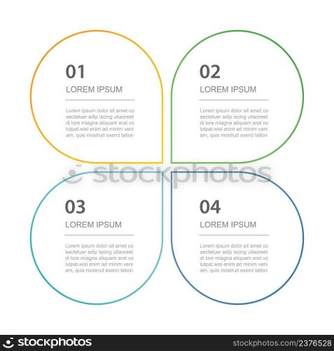 4 data infographics tab thin line index template. Vector illustration abstract square infographic background.
