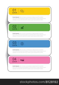 4 data infographics tab thin line index template. Vector illustration abstract square infographic background.