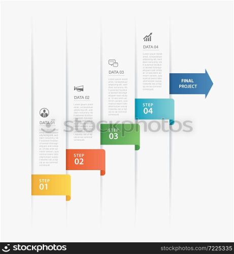 4 data infographics timeline tab paper index template. Vector illustration abstract background. Can be used for workflow layout, business step, banner, web design.