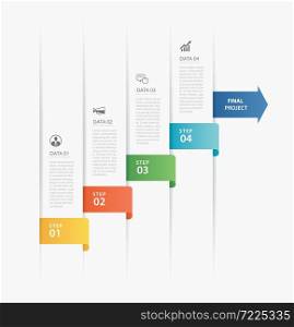4 data infographics timeline tab paper index template. Vector illustration abstract background. Can be used for workflow layout, business step, banner, web design.