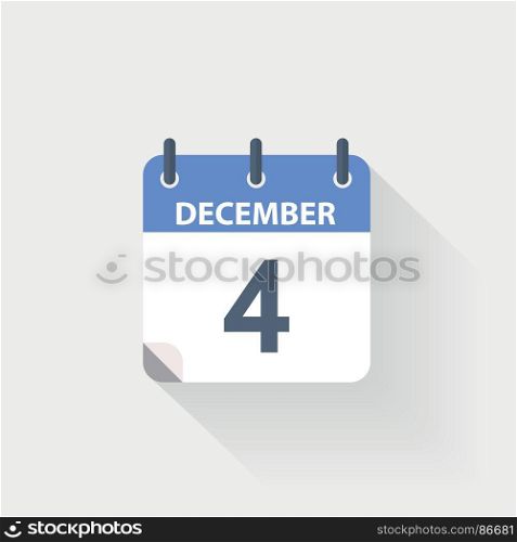 4 december calendar icon. 4 december calendar icon on grey background