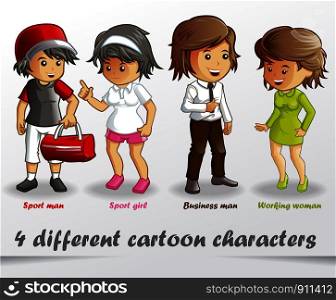 4 different cartoon characters.