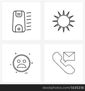 4 Editable Vector Line Icons and Modern Symbols of air, emote, room, light, emoji Vector Illustration
