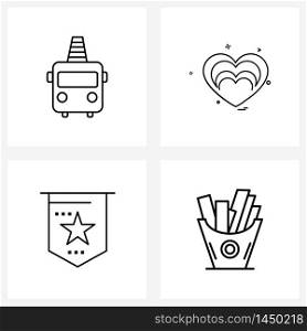 4 Editable Vector Line Icons and Modern Symbols of ambulance, celebration, fighter, romance, party Vector Illustration