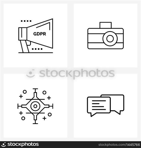 4 Editable Vector Line Icons and Modern Symbols of announcement, drone, law, image, adventure Vector Illustration