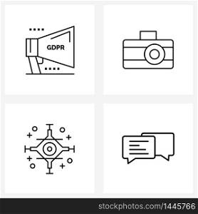 4 Editable Vector Line Icons and Modern Symbols of announcement, drone, law, image, adventure Vector Illustration