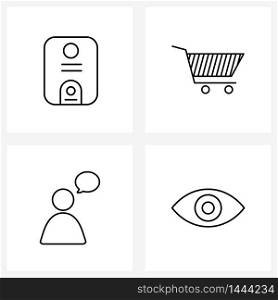 4 Editable Vector Line Icons and Modern Symbols of appliance, avatar, water, shopping, eye Vector Illustration