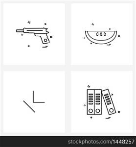 4 Editable Vector Line Icons and Modern Symbols of army, fruit, pistol, food, back Vector Illustration