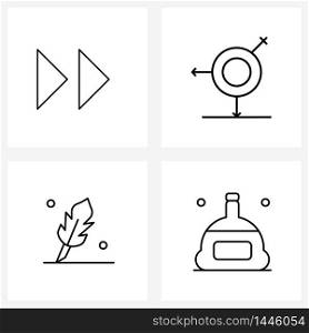 4 Editable Vector Line Icons and Modern Symbols of arrow, pen, medical, female, beer bottle Vector Illustration