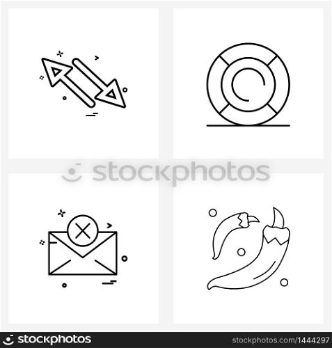 4 Editable Vector Line Icons and Modern Symbols of arrows, swim, arrow, park, email Vector Illustration