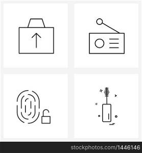 4 Editable Vector Line Icons and Modern Symbols of baggage, security, upload, music, target Vector Illustration