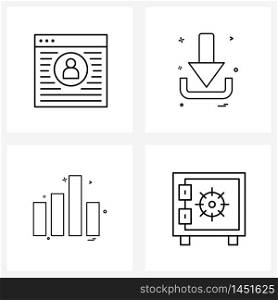 4 Editable Vector Line Icons and Modern Symbols of boss, ui, download, graph, arch Vector Illustration
