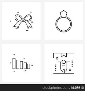 4 Editable Vector Line Icons and Modern Symbols of bow, business, surprise, diamond, shipping Vector Illustration