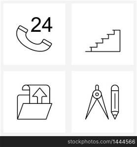 4 Editable Vector Line Icons and Modern Symbols of call, file, calling, stage, get Vector Illustration