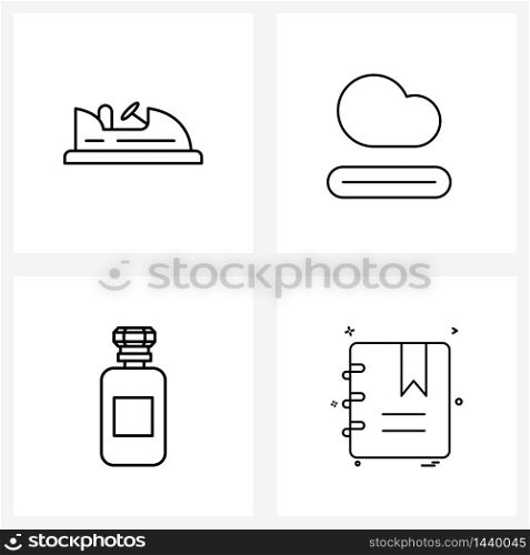 4 Editable Vector Line Icons and Modern Symbols of car seat, face wash, driving, storage, moisturizer Vector Illustration