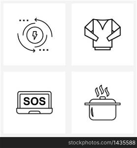 4 Editable Vector Line Icons and Modern Symbols of charge; buy; energy; renewable; computer Vector Illustration