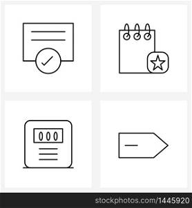 4 Editable Vector Line Icons and Modern Symbols of check, beauty, calendar, content, less Vector Illustration