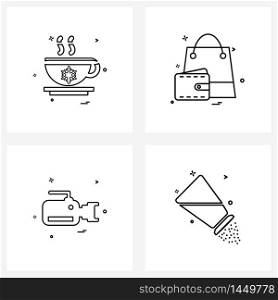 4 Editable Vector Line Icons and Modern Symbols of coffee, wallet, drink , money, camera Vector Illustration
