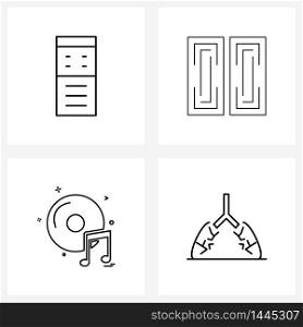 4 Editable Vector Line Icons and Modern Symbols of computer, music, pc, debug, video Vector Illustration