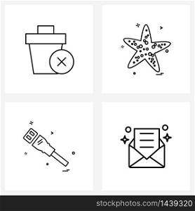 4 Editable Vector Line Icons and Modern Symbols of delete, cable, cross, creature, shopping Vector Illustration