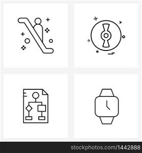 4 Editable Vector Line Icons and Modern Symbols of down, chart, stairs, user interface, graph Vector Illustration