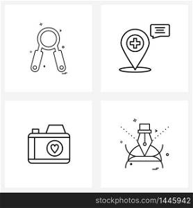 4 Editable Vector Line Icons and Modern Symbols of exercise, love, medical, medicated, romantic Vector Illustration