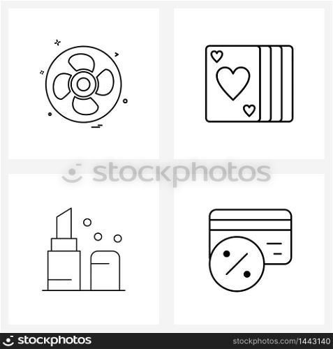 4 Editable Vector Line Icons and Modern Symbols of fan, market, card, west, super Vector Illustration