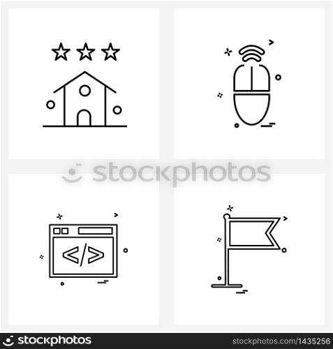 4 Editable Vector Line Icons and Modern Symbols of feedback; like; pointer; internet Vector Illustration