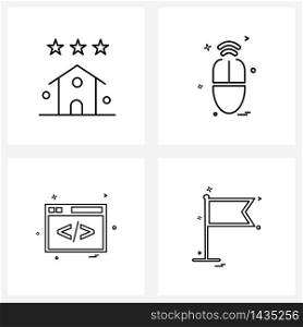 4 Editable Vector Line Icons and Modern Symbols of feedback; like; pointer; internet Vector Illustration