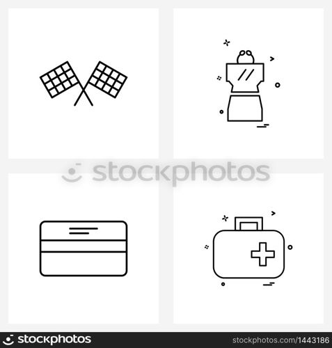 4 Editable Vector Line Icons and Modern Symbols of flags, credit card, volleyball, bride, withdrawal Vector Illustration