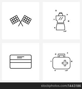 4 Editable Vector Line Icons and Modern Symbols of flags, credit card, volleyball, bride, withdrawal Vector Illustration