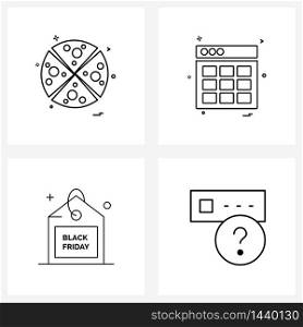 4 Editable Vector Line Icons and Modern Symbols of food, internet, pizza, web, price Vector Illustration