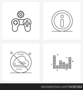 4 Editable Vector Line Icons and Modern Symbols of game configuration, sky, about, service, music Vector Illustration