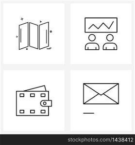 4 Editable Vector Line Icons and Modern Symbols of map; shopping; growth; seo; email Vector Illustration