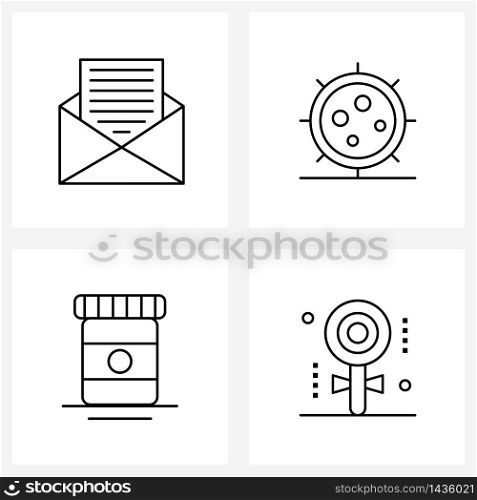 4 Editable Vector Line Icons and Modern Symbols of massage; health; atom; jar; confectionery Vector Illustration