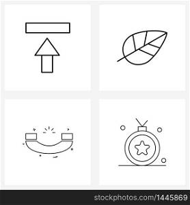 4 Editable Vector Line Icons and Modern Symbols of media, phone call, upload, leafs, call Vector Illustration