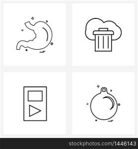 4 Editable Vector Line Icons and Modern Symbols of medical, play, liver, trash, ball Vector Illustration