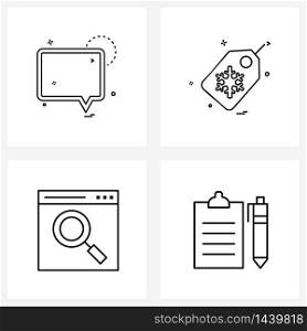 4 Editable Vector Line Icons and Modern Symbols of message, browsing, chat, Christmas, search Vector Illustration