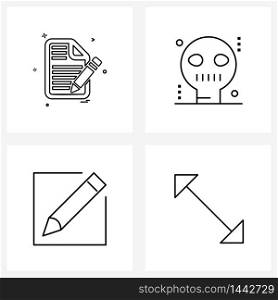 4 Editable Vector Line Icons and Modern Symbols of pencil, write, writing, technology, corner Vector Illustration