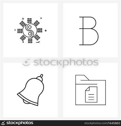 4 Editable Vector Line Icons and Modern Symbols of religion, celebrations, buddahism, text, app Vector Illustration