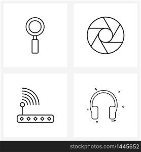 4 Editable Vector Line Icons and Modern Symbols of research, device, shutter, click, media Vector Illustration