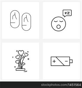 4 Editable Vector Line Icons and Modern Symbols of sleeper, valentine, sleeping, emotes, romantic Vector Illustration