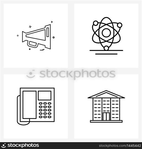 4 Editable Vector Line Icons and Modern Symbols of speaker, phone, music , electron, phone call Vector Illustration