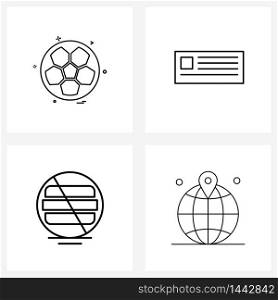 4 Editable Vector Line Icons and Modern Symbols of sports, office, football, data, no reading Vector Illustration