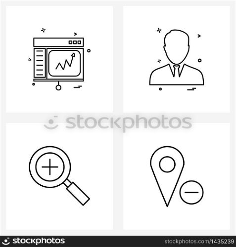 4 Editable Vector Line Icons and Modern Symbols of stock, find, avatar, avatar, magnifying Vector Illustration